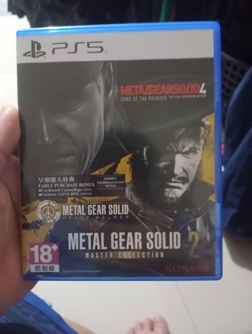 Metal Gear Solid Master Collection Vol. 2 PS5 (Category: PlayStation) located in Manila. Submitted by hikari9 (Listing ID 1467622622, Image 1). Description: - Platform: PlayStation 5 (Standard Blue Case) - Title: Metal Gear Solid Master Collection Vol. 2 - Featured Games: Metal Gear Solid 4: Guns of the Patriots, Peace Walker, and more - Language: Supports both Japanese and English - Condition: Physical disc and case on hand - Extras: Unused earl