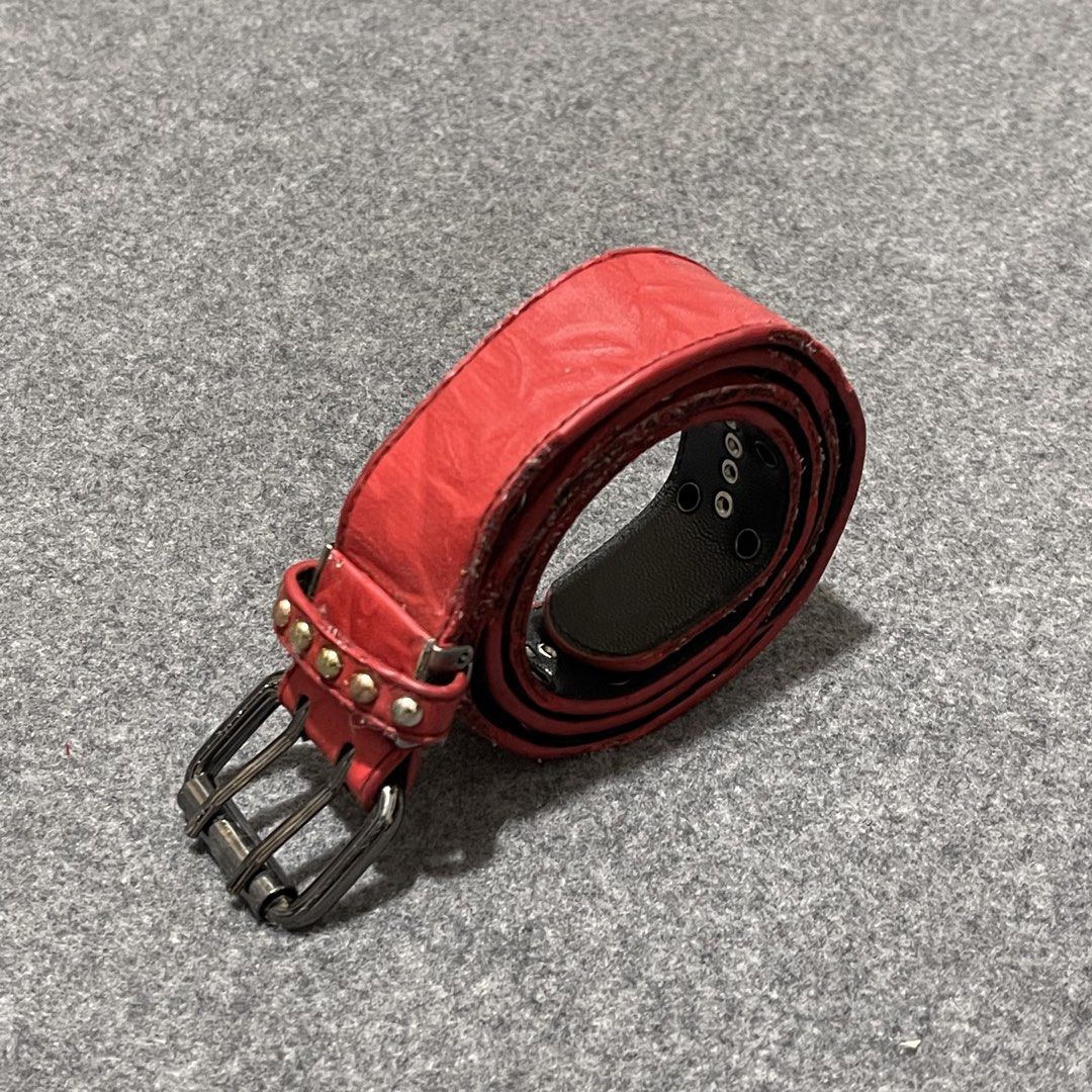 Miss EDWIN - Red Studded Belt (25-34) (Category: Belts) located in Pasig City. Submitted by _rosasass_ (Listing ID 1467738582, Image 3). Description: Authntic excellent condition Waistline 25-34 Length 39.5 inch Width 1.3 inch.