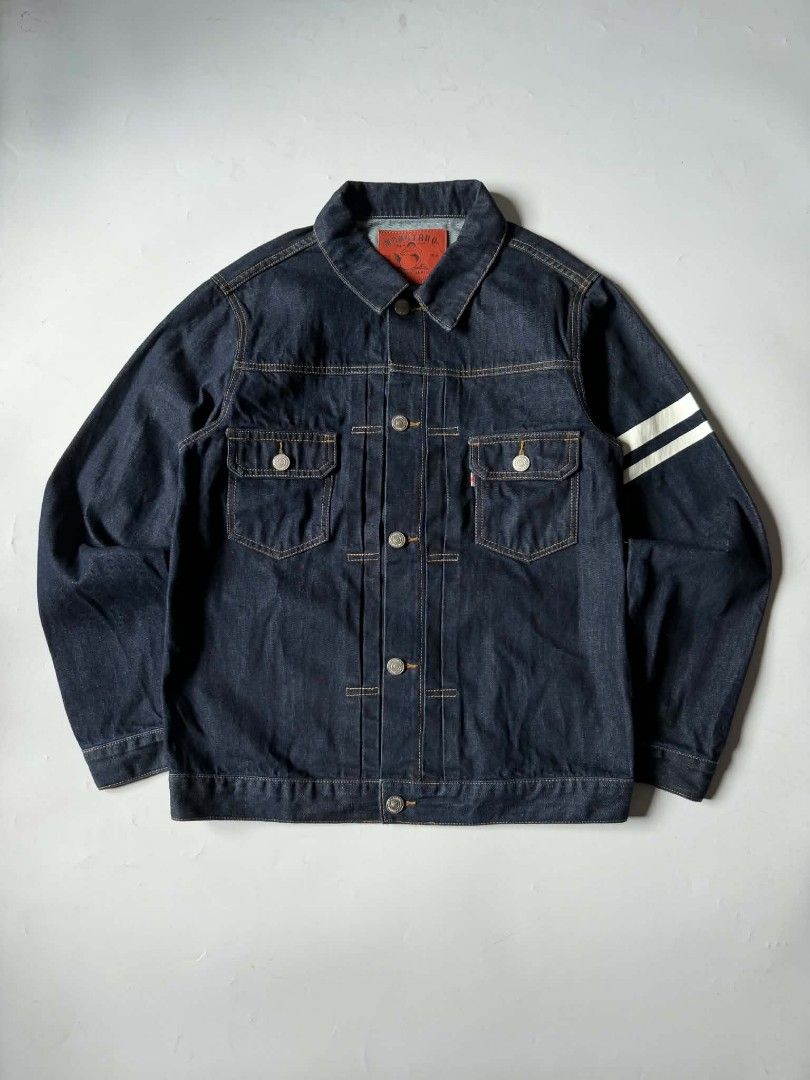 Momotaro denim jacket (Category: Coats, Jackets and Outerwear) located in Baguio. Submitted by dapper_deals (Listing ID 1467687123, Image 1). Description: momotaro jeans classic denim type 2 / GTB ( GOING TO BATTLE ) denim jacket dimentions: Length - 27.5 Width - 22.5 Shoulder - 18.5 Sleeves - 27.