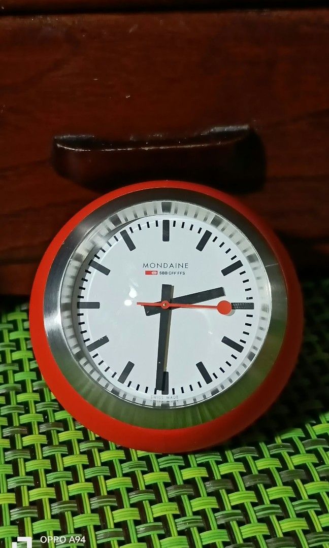 Mondaine swiss watch (Category: Clocks) located in Quezon City. Submitted by Bernz (Listing ID 1467710471, Image 1). Description: The item in the image is a Mondaine Official Swiss Railways Globe Clock (Model: A660.30335.16SBP). Key Details & Specifications Design: Inspired by the iconic 1944 Swiss station clock created by engineer Hans Hilfiker, featuring the signature minimalist Bauhaus aesthetic and the recognizable red "lollipop" second hand.