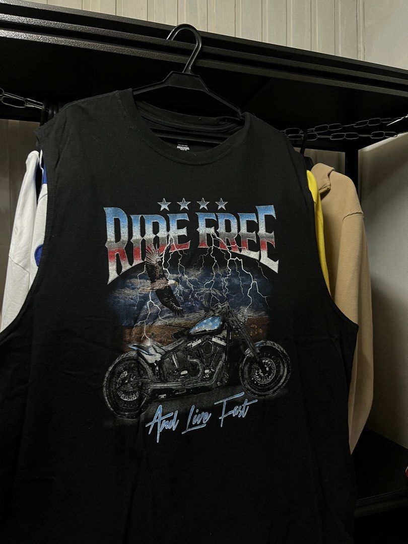 Motorcycle Ride Free Muscle tee (Category: Tshirts & Polo Shirts ) located in Muntinlupa City. Submitted by ninenine.collective (Listing ID 1467607925, Image 2). Description: Motorcycle Muscle tee - 24.5/31.