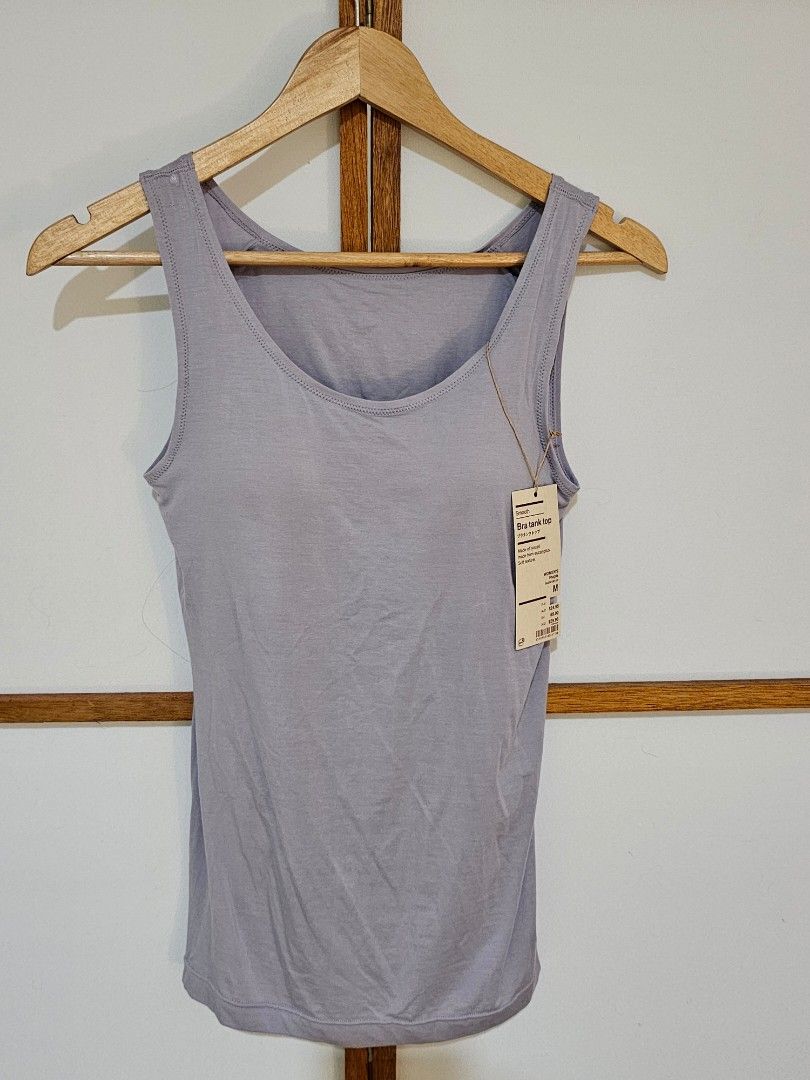 Muji Bra Tank Top Size M (Category: Sleeveless) located in Quezon City. Submitted by moanascloset (Listing ID 1467771973, Image 1). Description: - Item: Smooth bra tank top - Color: Purple - Size: Medium (M) - Material: Lyocell (sourced from eucalyptus for an ultra-soft feel) - Condition: Brand new with original retail tag attached.