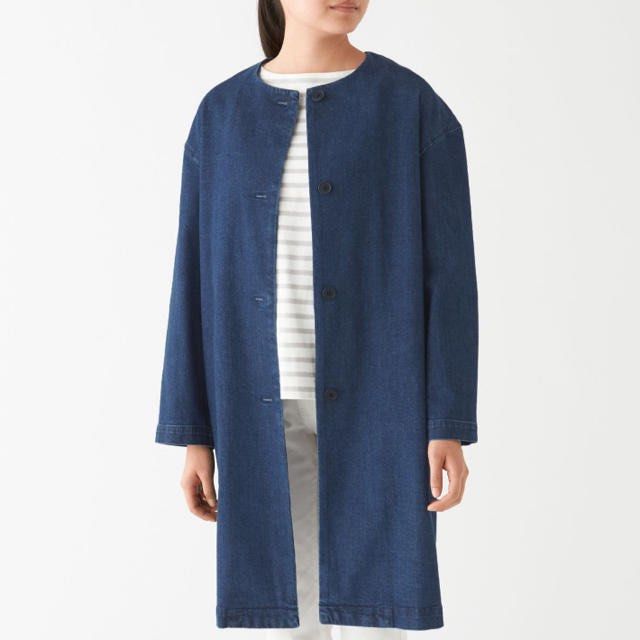 Muji Soft Denim Collarless Dress Jacket (Category: Coats, Jackets and Outerwear) located in Mandaluyong City. Submitted by hopeworldplane (Listing ID 1467690325, Image 2). Description: .