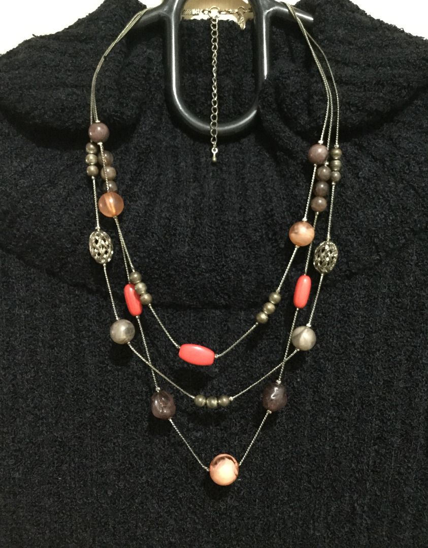 NY & Co. Multi-strand Beaded Boho Necklace (Category: Necklaces) located in Cebu City. Submitted by 88tinkers.trove (Listing ID 1467658587, Image 2). Description: - Multi-strand silver-tone chain, beaded necklace - Adjustable length with a convenient extension chain .
