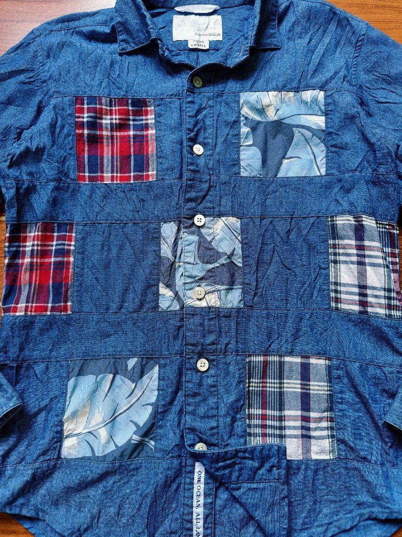 Nanamica Patchwork Button-up Oxford Wind Shirt (Category: Coats, Jackets and Outerwear) located in Davao. Submitted by raymnd89 (Listing ID 1467741877, Image 3). Description: Nanamica Patchwork Button-up Oxford Wind Shirt S: XS on tag, can fit to Medium L: 25-26.5 (longback) W: 19 Color rate: 9.5 or better Excellent condition Already washed Issue: none.
