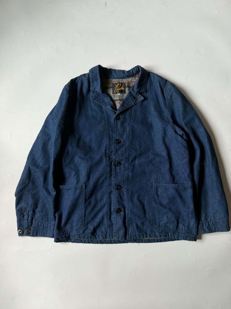 Needles Denim (Category: Coats, Jackets and Outerwear) located in Baguio. Submitted by dapper_deals (Listing ID 1467691019, Image 1). Description: Needles denim tailored jacket Dimentions: Length - 28.5 Width - 24.5 Shoulder - 19 Sleeves - 25.