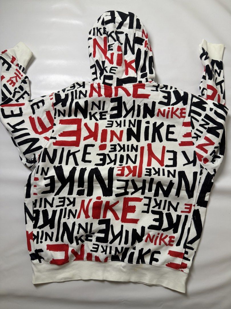 Nike All-Over Print Logo Hoodie (Category: Hoodies) located in Gapan. Submitted by rasthriftshop (Listing ID 1467804564, Image 3). Description: NIKE Aop Size on tag: XL Dimes: 24 x 28 ₱800 + sf Condition: Excellent Color rate: 9/10 Issue: None.
