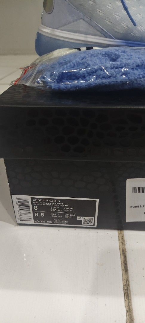 Nike Kobe III Protro Christmas Royal Pulse (Category: Sneakers) located in Las Pinas. Submitted by jonjaymanese20 (Listing ID 1467740327, Image 3). Description: - Item: Nike Kobe III Protro (Christmas Colorway) - Color Scheme: Royal Pulse / Chrome / White - Size: US 8 / UK 7 / EUR 41 - Condition: Brand new, never worn, fresh out of the box - Inclusions: Original box, extra laces, tag, and keychain - MOP/Shipping: Meet-ups or shipping available vi
