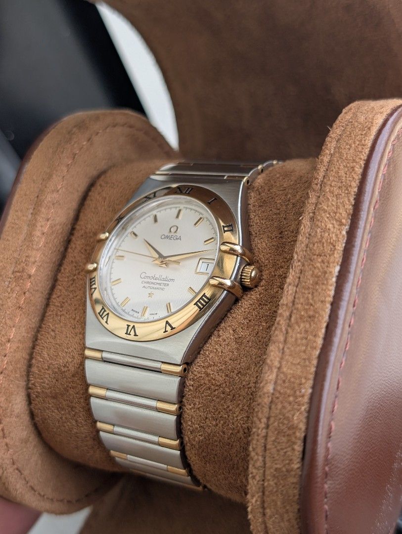 Omega Constellation "Manhattan" Chromometer 36mm (Category: Luxury Watches) located in Valenzuela. Submitted by watchdmd (Listing ID 1467681521, Image 2). Description: Selling this 1990s vintage Omega Constellation Chronometer Half Bar 36mm case diameter Cal. 1120 COSC Certified Chronometer Two toned Solid 18K Gold Fits wrists up to 7.5" Sapphire Crystal Comes with a free black travel case. Negotiable for serious buyer. Open for trade Dm if inter