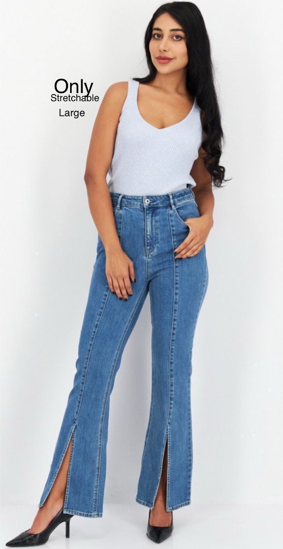 Only Stretchable High-Waist Jeans with Front Slit Large (Category: Jeans) located in Caloocan City. Submitted by crateandbarrel (Listing ID 1467796952, Image 1). Description: - Brand: Only - Size: Large (L) - Color: Classic Blue - Fit: High-waist, super comfortable with stretchy fabric - Design: Front seam detail with trendy ankle slit - Pockets: Two functional back pockets - Condition: Great everyday denim piece Brand new with tag Guaranteed Aut