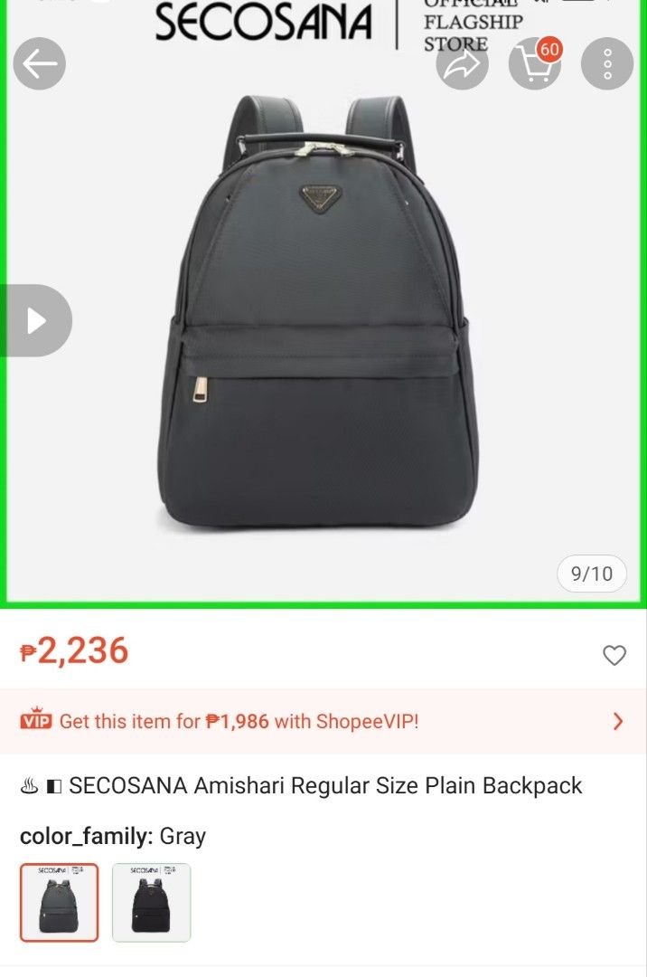 ORIGINAL SECOSANA BAGPACK (Category: Backpacks) located in Balanga. Submitted by rhein_bns (Listing ID 1467748093, Image 3). Description: ୨ৎ minor flaw: small cut on the top handle payment method: — gcash / cash delivery method: — meet-up / delivery — shipping fee shouldered by the buyer please manage your expectations and check the photos for the condition. strictly sure buyers only!.