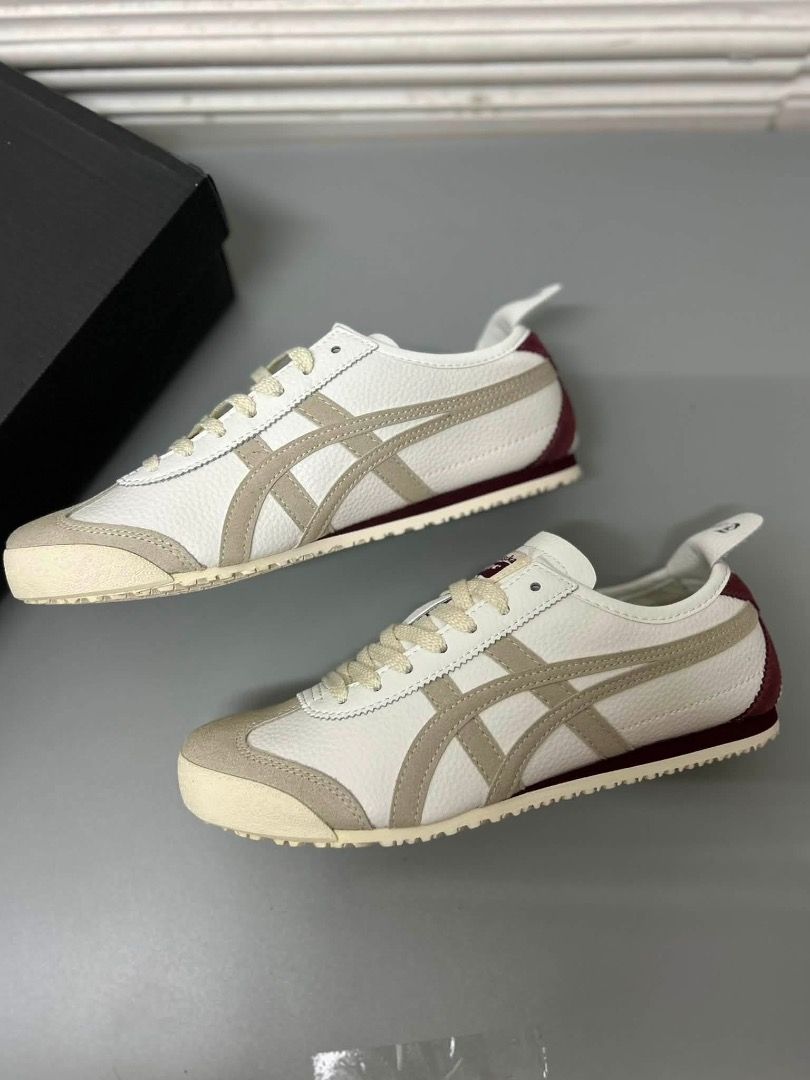 OT Burgundy cream Mexico 66 (Category: Sneakers) located in Quezon City. Submitted by creamymatchaaaaonlyyyy (Listing ID 1467715911, Image 3). Description: -Unauthorized Authentic -Quezon City, Pasong Tamo -With box brandnew -Women size 36-40 Men 41-45 -Mop :maribank gcash bdo , half is accepted if lalamove or cod w dp at least to avoid any cancellations. -no exchange/return -J&T Lalamove LBC.
