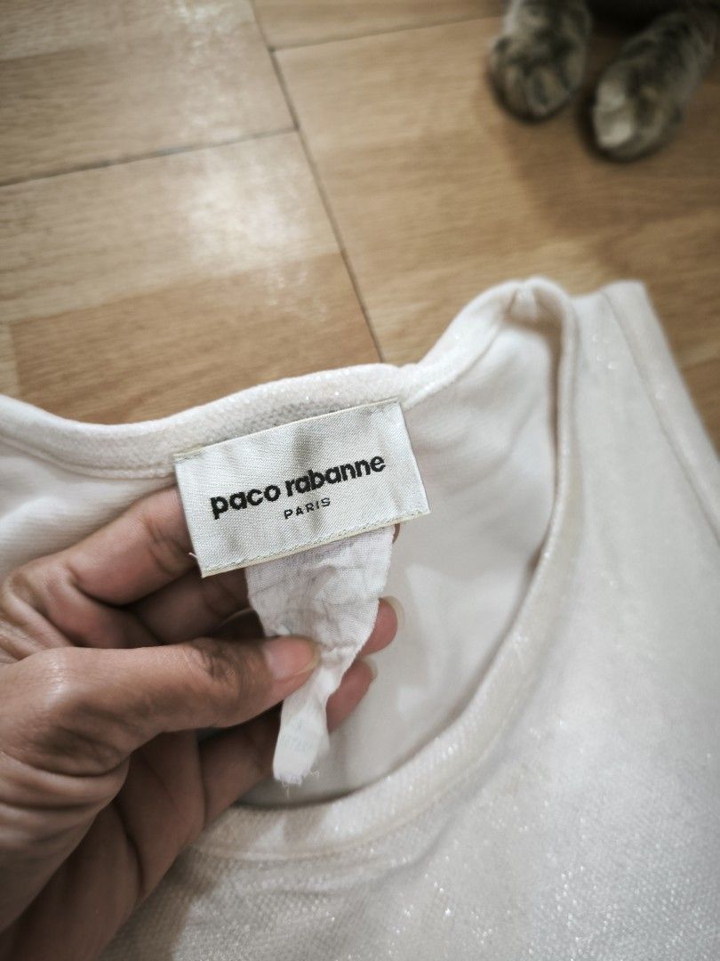 Paco Rabanne white top (Category: Sleeveless) located in Manila. Submitted by wearforce (Listing ID 1467766346, Image 3). Description: Paco Rabanne white top fit: small good condition color rate 9/10 449 + sf.