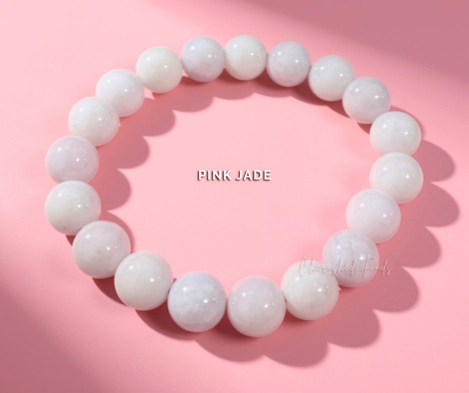 PAUBOS SALE: Natural Pink Jade Bracelet (Category: Bracelets) located in Caloocan City. Submitted by cherishedfinds (Listing ID 1464573410, Image 2). Description: - Natural pink jade stone bracelet - PAUBOS SALE, selling below puhunan ✨ - Previously @380, now @ ₱300 only 😍 - Note: Some beads may have slight imperfections in shape, roundness, or surface details. These are normal characteristics. - Spend 500, get a freebie 🎁 You may add items fro
