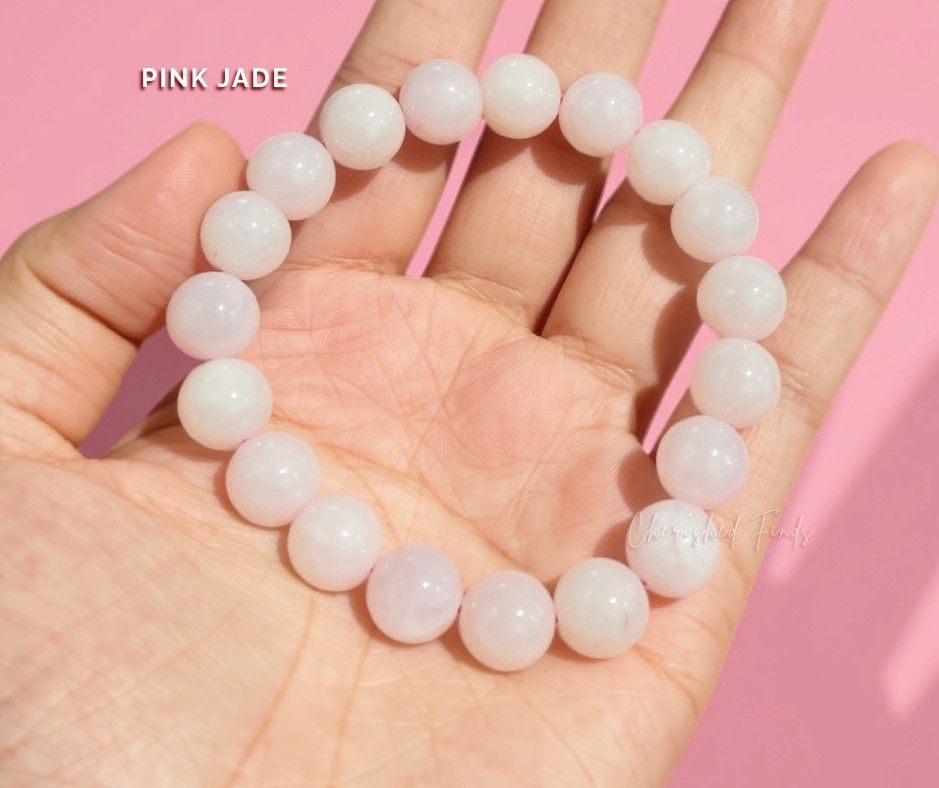 PAUBOS SALE: Natural Pink Jade Bracelet (Category: Bracelets) located in Caloocan City. Submitted by cherishedfinds (Listing ID 1464573410, Image 1). Description: - Natural pink jade stone bracelet - PAUBOS SALE, selling below puhunan ✨ - Previously @380, now @ ₱300 only 😍 - Note: Some beads may have slight imperfections in shape, roundness, or surface details. These are normal characteristics. - Spend 500, get a freebie 🎁 You may add items fro