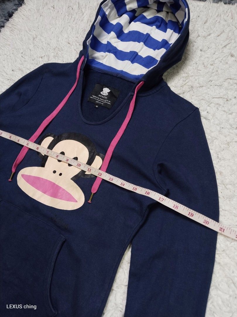 Paul Frank womens pullover and a striped hood lining. (Category: Coats, Jackets and Outerwear) located in Manila. Submitted by lexusthrift1995 (Listing ID 1467791702, Image 2). Description: Size- MEDIUM on tag but fit to SMALL Dimension- 17x22.5 Color rate- 9/10 Condition- 9/10 issue- no issue but need wash good condition ‼️300.pesos plus shipping fee 💸MODE OF PAYMENT- GCASH payment first 🚛MODE OF DELIVERY- J&T or LALAMOVE 📍LOCATION- NORTH CAL