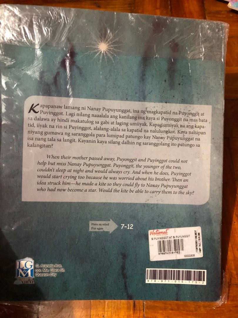 [PB] Si Puyinggot at si Puyonggit by Lem Garcellano (Category: Children's Books) located in San Juan City. Submitted by ttanmien (Listing ID 1467774737, Image 3). Description: ⚜️✨⚜️✨⚜️✨⚜️✨⚜️✨⚜️ 💁🏻‍♀️SELLING PRICE: ₱50 Original Price: ₱160 💁🏻‍♀️Book Genre: Fiction, Children's fiction, Children's Picture Book, Bilingual Children's Fiction, Family Drama, Realistic Fiction 💁🏻‍♀️Book insight: The story follows two young brothers, Puyinggot and P