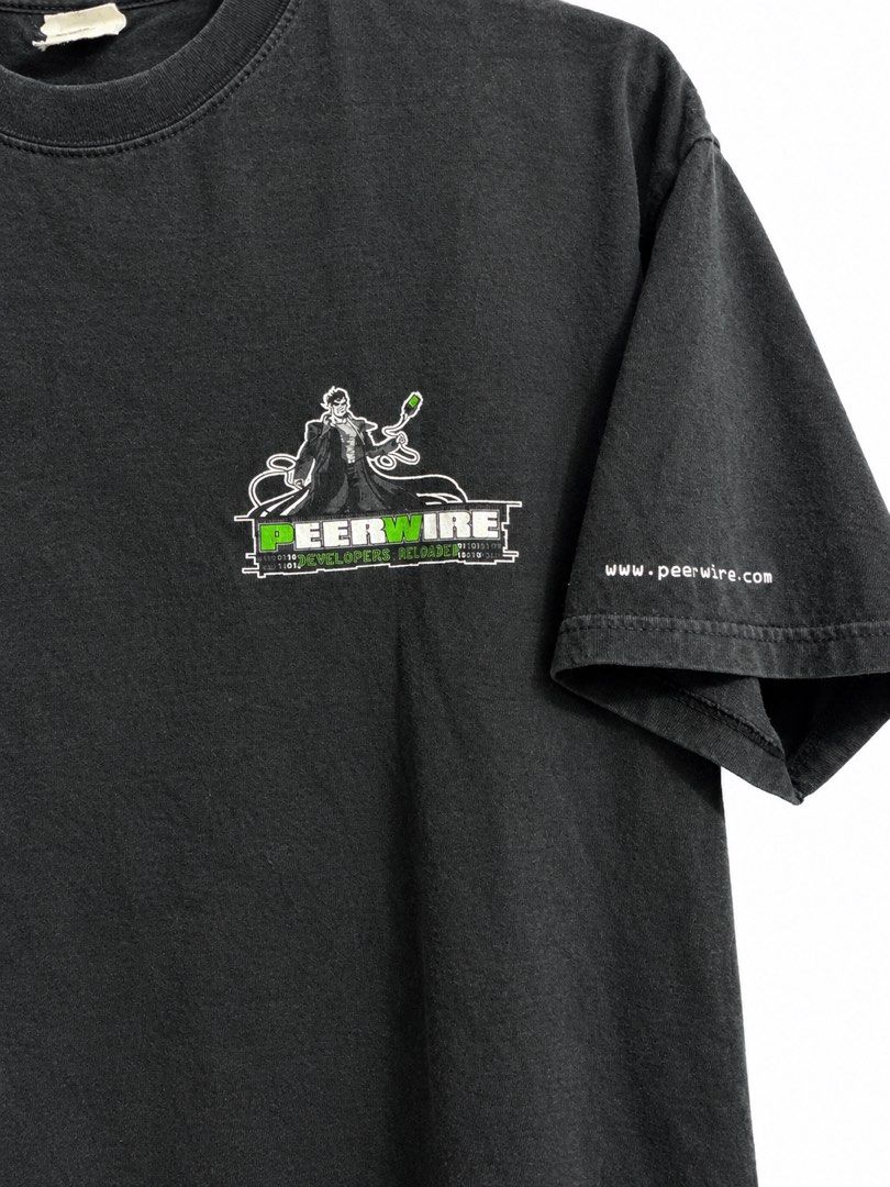 Peerwire Developers Reloaded 2004 Tech tee - The Matrix parody (Category: Tshirts & Polo Shirts ) located in Manila. Submitted by odd.mons_ (Listing ID 1467646667, Image 3). Description: - Brand/Era: Vintage 2004 Port and Company - Size: Adult XL (Regular fit, short sleeves) - Material: 100% preshrunk cotton, made in Mexico - Design: Peerwire graphics on chest and sleeve, Matrix-style digital rain with Lotusphere 2004 branding on the back - Condi