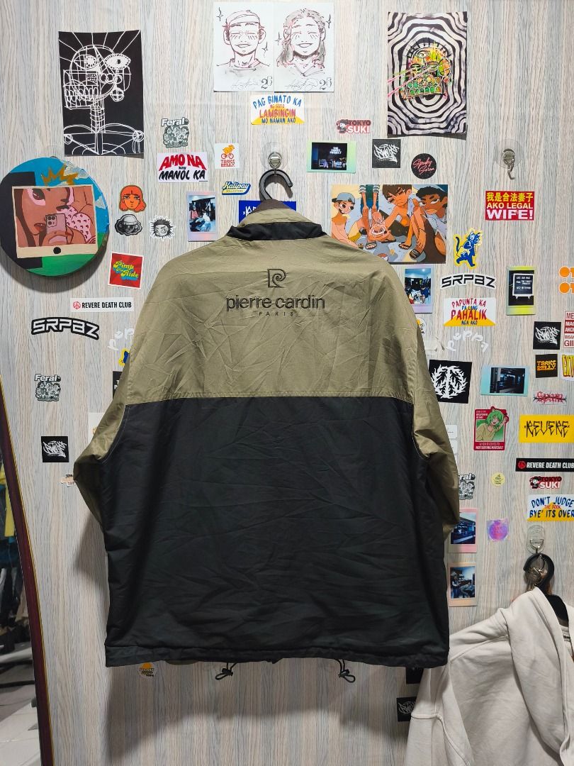 Pierre Cardin Paris Two-Tone Windbreaker Jacket (Category: Coats, Jackets and Outerwear) located in Davao. Submitted by thethriftproject082 (Listing ID 1467794182, Image 3). Description: Pierre Cardin Windbreaker 📍𝐌𝐈𝐍𝐄: 400 📍𝐒𝐈𝐙𝐄 𝐎𝐍 𝐓𝐀𝐆: Fits L-XL 📍𝐃𝐈𝐌𝐄𝐒: 26 x 29 - Brand: Pierre Cardin Paris - Color: Khaki and Black - Material: Lightweight nylon colorblock - Features: Full zip front, high collar, and adjustable hem drawcords 