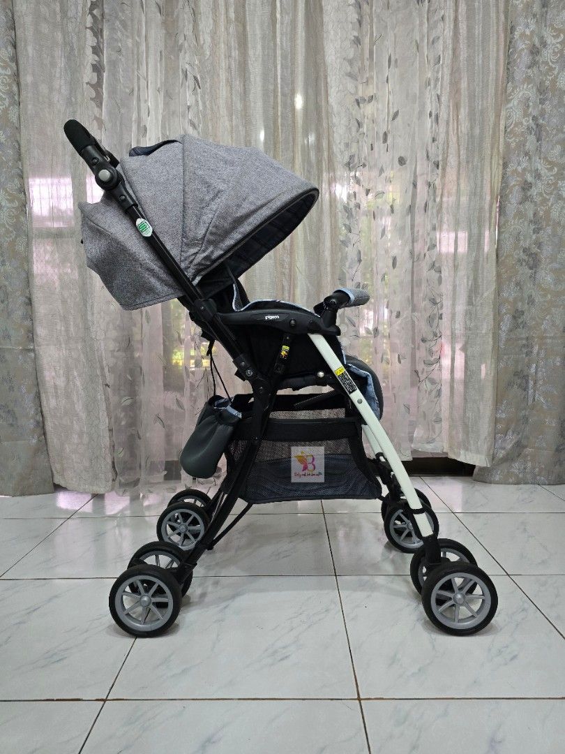 Pigeon Copain Lightweight Baby Stroller (Category: Strollers) located in Paranaque City. Submitted by babyandme.savers (Listing ID 1467647474, Image 2). Description: PIGEON COPAIN LIGHTWEIGHT BABY STROLLER * Safe for 0 - 48 months * In excellent condition * Fully Reclineable * Reversible handle * Full canopy * High seat * Lightweight stroller * 5 - Point safety belt * Reversible pads * Clean and Sanitized - Ready to use 📍 Location : Betterliving