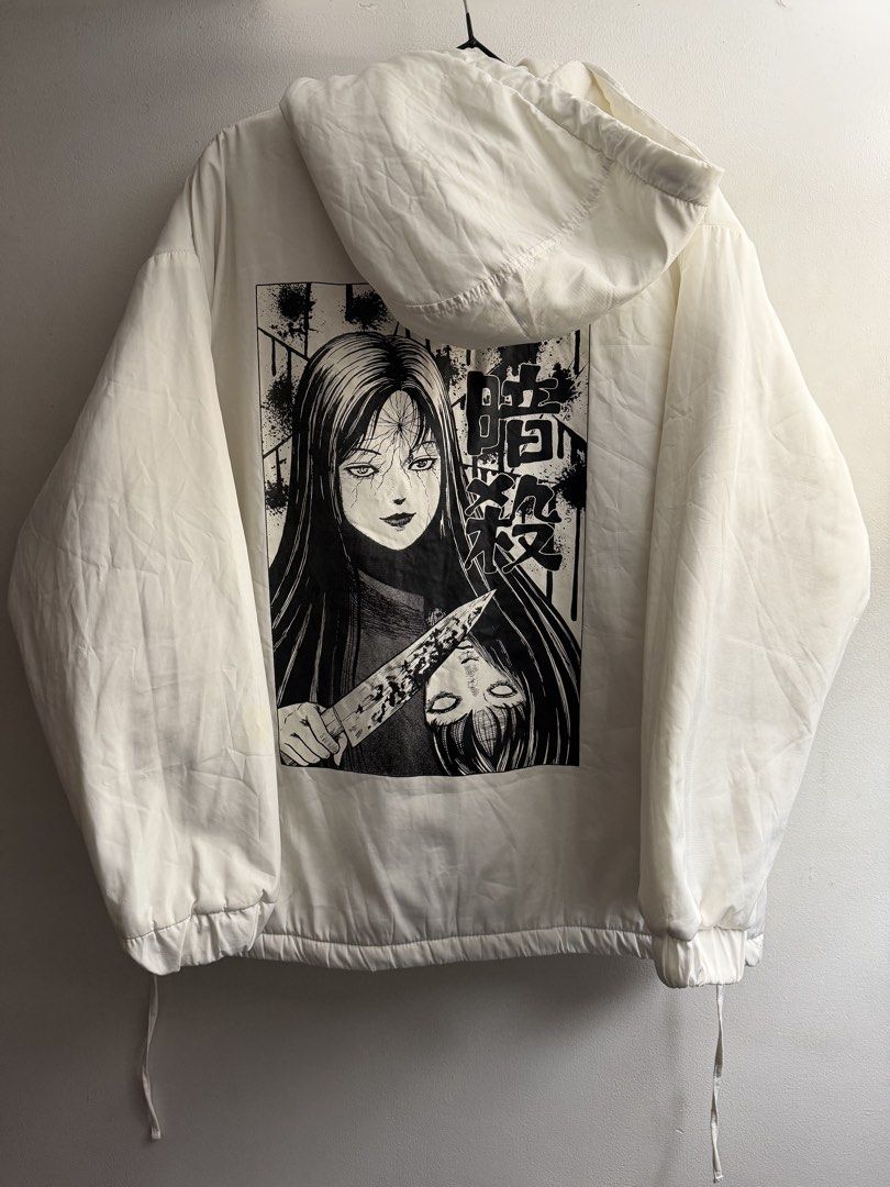 Pink Savior x Junji Ito Collection Tomie Jacket (Category: Coats, Jackets and Outerwear) located in Manila. Submitted by 4nnamolly (Listing ID 1467766245, Image 1). Description: Overall in great condition! Has a faint light yellow smudge on the sleeve (shown in slide 4) hardly noticeable unless under direct light, but pointed out for full transparency. Price is negotiable.