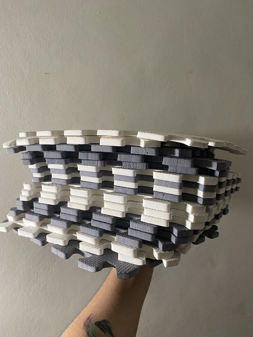 Play Mats (White and Gray) (Category: Infant Playtime) located in Antipolo. Submitted by prelovedByYsabelle (Listing ID 1467695993, Image 3). Description: 18pcs playmats, hindi maxadong nagamit since my daughter when she was a baby, didnt stay most of the time sa playpen. .