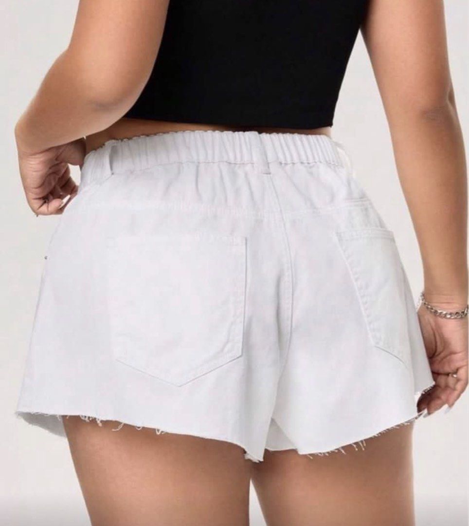 Plus Size White Denim Shorts (Category: Shorts) located in Caloocan City. Submitted by ymiese (Listing ID 1467717605, Image 2). Description: size 3XL (38-46 inches waist, 14 inches length) mop: maribank/gotyme mod: sdd, j&t, ggx .
