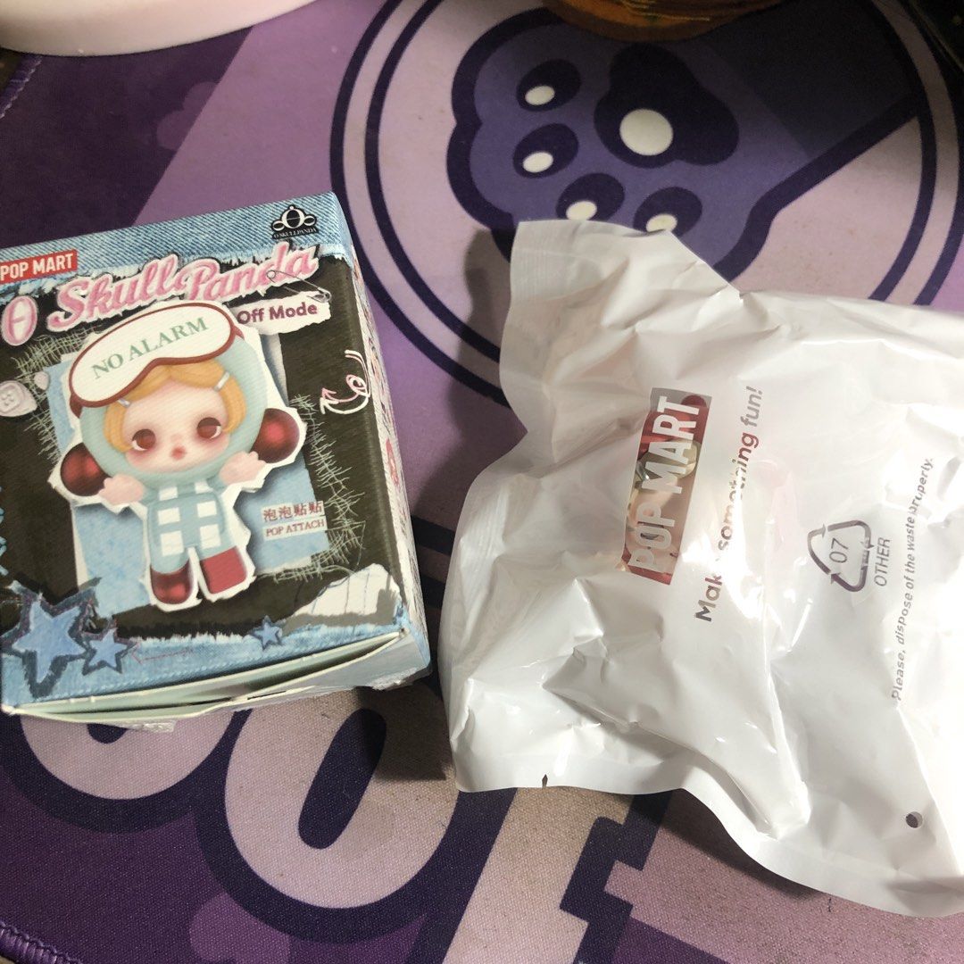 POP MART Skullpanda Off Mode Mask Off Hippers (Category: Designer & Blind Box Toys) located in Antipolo. Submitted by minitaco (Listing ID 1467761624, Image 1). Description: Sealed bag, unsealed box (at bottom).