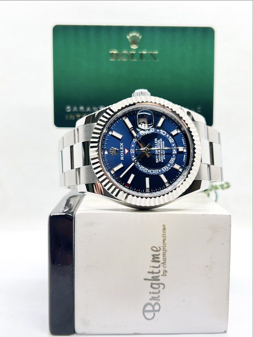 Pre Owned Rolex Oyster Sky-Dweller 326934 Blue Dial Automatic Steel Casing Bracelet ( Feb 22 ) (Category: Watches) located in Singapore. Submitted by brightime (Listing ID 1467727955, Image 2). Description: Pre Owned Rolex Oyster Sky-Dweller 326934 Blue Dial Automatic Steel Casing Bracelet ( Feb 22 ) ** Pre-Owned ** ** Mint Condition ** Model : 326934 Also known as : Oyster Sky-Dweller Annual Calendar Case size : 42mm Dial : Blue Dial With Lumino