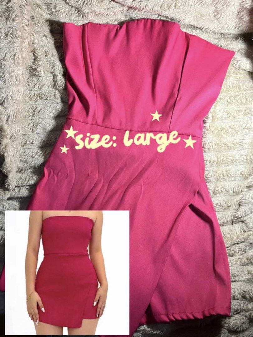 PRE-LOVED CLOTHES (M-L BODY FRAME) (Category: Dresses) located in Manila. Submitted by spaulinee._ (Listing ID 1467635167, Image 1). Description: IN ORDER: Barbie Pink Romper (BSCO) ₱180 - Large - Stretchable Fabric - Worn only once for fitting - Bought for ₱380 Beige Long Dress (SHEIN) ₱360 - Large - Stretchable Bust Area - Worn only once on a wedding - Bought for ₱560 Eravogue White Mid-Length Dress ₱1500 - Medium - Semi-stretchable Fabric - Wo