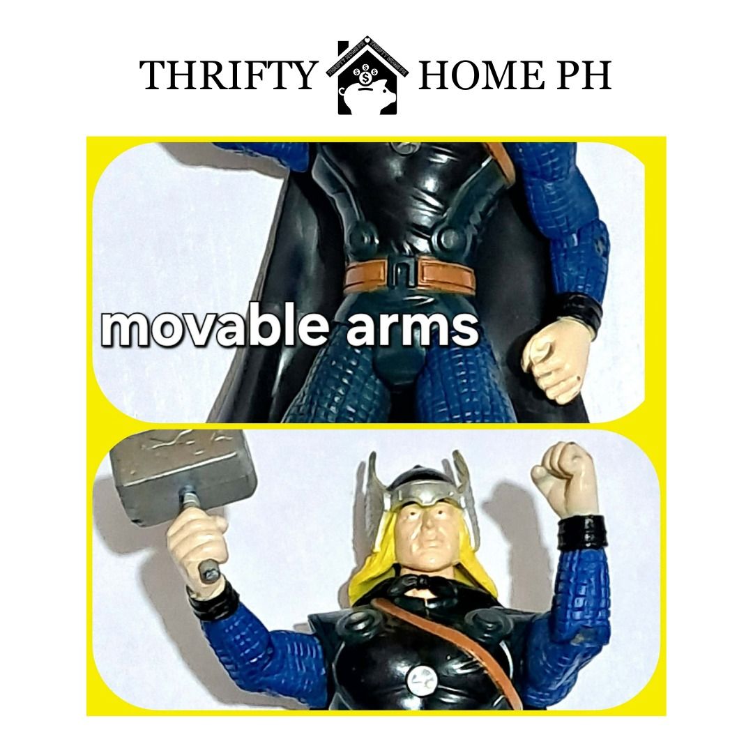 Preloved collectible action figure; Thor; interactive/movable arms & legs (Category: Other Merchandise) located in Manila. Submitted by thriftyhome_ph (Listing ID 1467753917, Image 3). Description: Preloved collectible action figure; Thor; interactive/movable arms & legs. DESCRIPTION: 1. Interactive/movable arms & legs. 2. Ht: 5.5 inches. 3. Plastic materials. PRICE: Php 125.