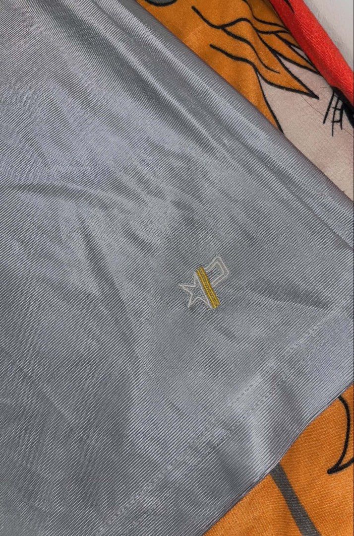 Proz Wear Silver (Category: Shorts) located in Manila. Submitted by xlyssaa_20 (Listing ID 1467795735, Image 3). Description: - Brand: Proz Wear - Size: XL - Color: Silver - Material: Lightweight, shiny polyester - Features: Adjustable drawstring waistband and embroidered logo on the left leg hem.