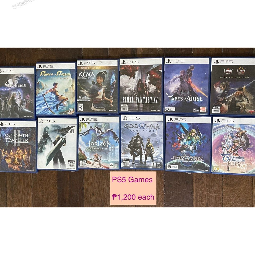 PS4 and PS5 Games Collection (Category: PlayStation) located in Santa Rosa. Submitted by jjj_aaa (Listing ID 1467605284, Image 2). Description: PS4: ₱600 each | 3 for ₱ 1,500 PS5: ₱1,200 each - Kindly message us first to check the availability of specific titles 📍Santa Rosa, Laguna *Available for shipping, buyer booked and shoulders shipping fee MOP: Gcash/Cash .