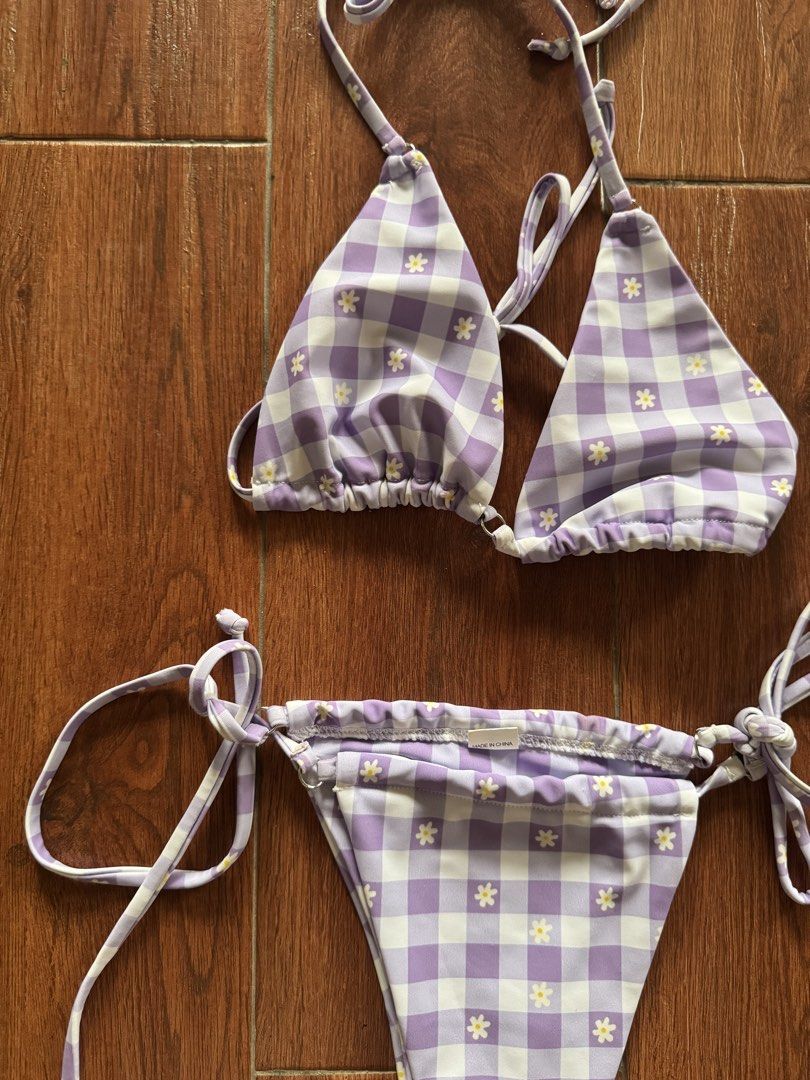 Purple Gingham Daisy Print Bikini Set (Category: Bikinis & Swimsuits) located in Manila. Submitted by gemfinderph (Listing ID 1467672551, Image 2). Description: .