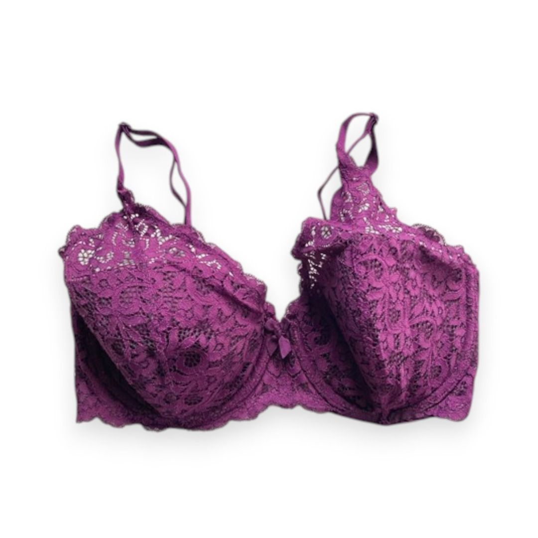 Purple Lined Demi Bra (Category: Undergarments & Loungewear) located in Rizal. Submitted by sheeraay (Listing ID 1467651946, Image 1). Description: - Brand: Victoria's Secret - Size: 32DDD / F70 - Style: Lined demi with adjustable straps - Design: Stunning purple floral lace with center bow detail.