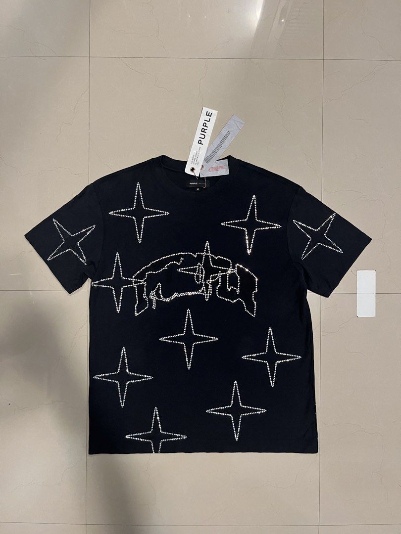 Purple Tee (Category: Tshirts & Polo Shirts ) located in Quezon. Submitted by gems_archive (Listing ID 1467732070, Image 1). Description: authentic purple Tee condition is 10/10 no missing Blings Medium on tag American Size / Fittings length 30 width 22 pm if interested.