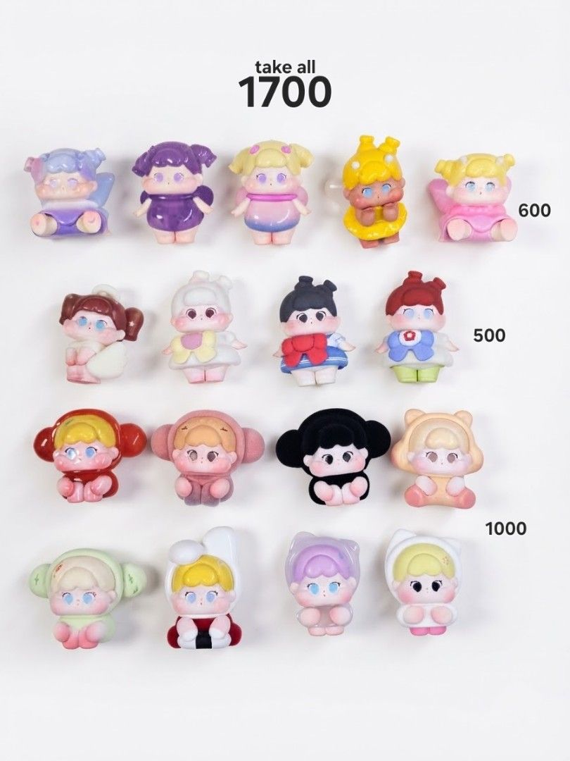 QOQO BEANS BUNDLE (Category: Designer & Blind Box Toys) located in Mataasnakahoy. Submitted by meomylyy (Listing ID 1467773667, Image 1). Description: butterfly signal of cupid my furbaby all v1 v2 v3 series all for 1700 only.