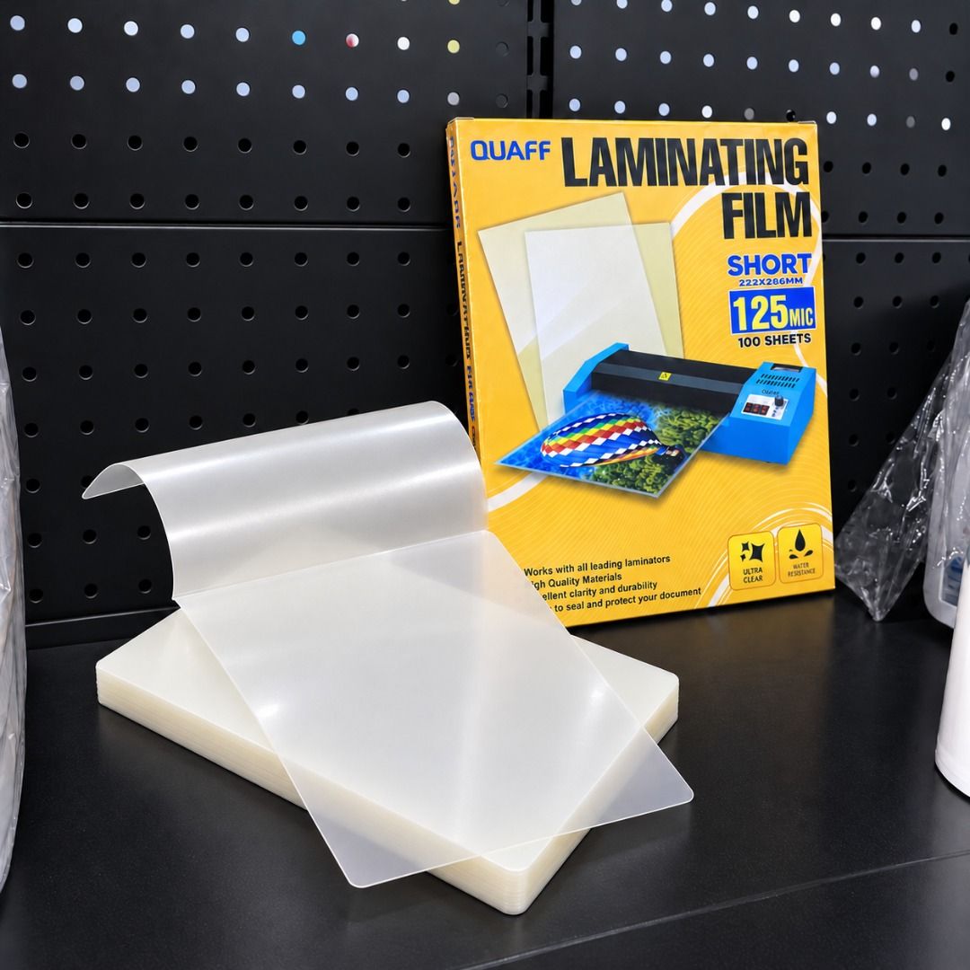 Quaff Laminating Films 125 Mic 100 Sheets (Short) (Category: Stationery & School Supplies) located in Quezon City. Submitted by copieronlineinc (Listing ID 1467506993, Image 3). Description: 🖨️ QUAFF LAMINATING FILM – 125 MICRONS Keep your documents clear and protected! ✨ Ideal for photos, IDs, certificates, and other printed materials. 📌 Details: • 125 microns • 100 sheets per pack • Clear / Transparent • Short Size (222 × 286 mm) – ₱605/pack 