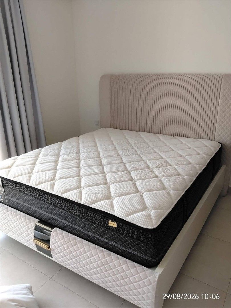 Queen bed (Category: Bed Frames & Mattresses) located in Manila. Submitted by warmcrystal_e4d342 (Listing ID 1467753974, Image 2). Description: Queen bedframe with mattress set for sale . extra bed only.