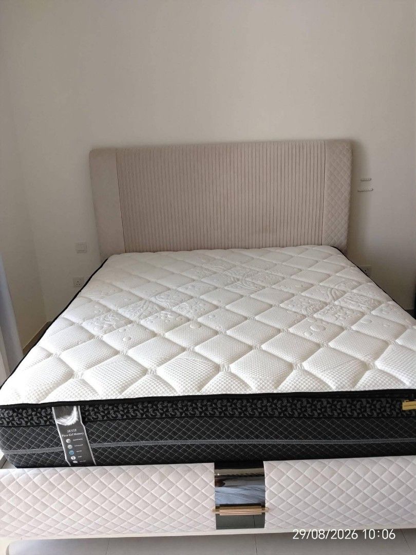 Queen bed (Category: Bed Frames & Mattresses) located in Manila. Submitted by warmcrystal_e4d342 (Listing ID 1467753974, Image 1). Description: Queen bedframe with mattress set for sale . extra bed only.