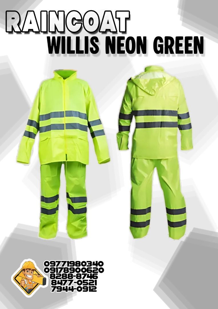 raincoat jacket and pants rain coat (Category: Coats, Jackets and Outerwear) located in Marikina City. Submitted by irene.00999 (Listing ID 1467664301, Image 1). Description: raincoat jacket and pants neon green , neon orange , navy blue heavy duty with sizes willis .