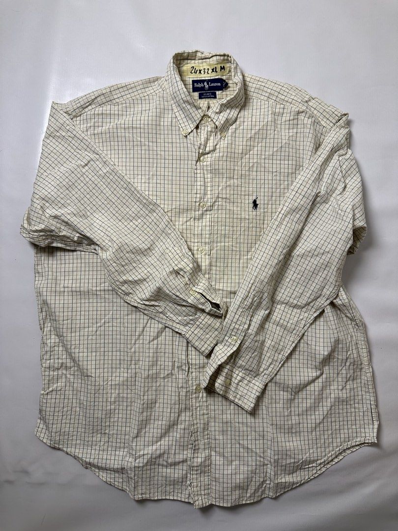 Ralph Lauren Blake Checkered Long Sleeve Button-Down Shirt (Category: Formal Shirts) located in Gapan. Submitted by rasthriftshop (Listing ID 1467805679, Image 1). Description: POL0 BY RALPH LAUREN Size on tag: XL Dimes: 26 x 32 ₱550 + sf Condition: Excellent Color rate: 9/10 Issue: None.