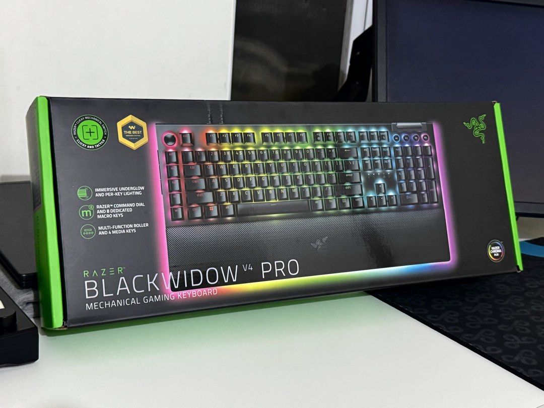 Razer BlackWidow V4 Pro Mechanical Gaming Keyboard (Category: Computer Keyboard) located in Pasig City. Submitted by rapcollects (Listing ID 1467738618, Image 1). Description: - Brand new & unopened -offer me negotiable - bought for 14k with receipt location: santolan, pasig city (meetup/lalamove).