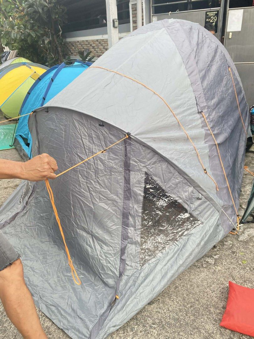 Rocktrail Grey and White Dome Tent (Category: Hiking & Camping) located in Manila. Submitted by markhie22 (Listing ID 1467768396, Image 2). Description: Rocktrail tent in grey and white. Mesh inner layer to keep bugs out. Includes outer rainfly for weather protection. Packs down into its own carrying bag with handles. Easy to transport for camping trips, festivals, or weekend getaways outdoors..