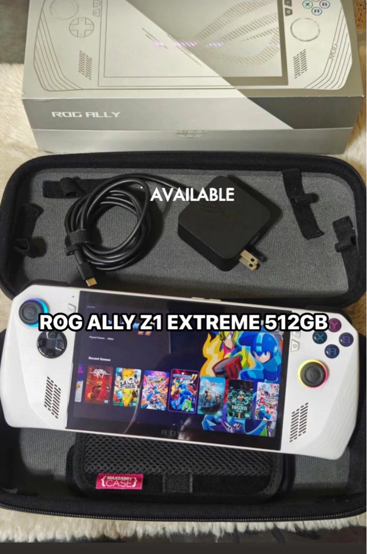 ROG ALLY Z1 EXTREME 512GB (Category: Others) located in Valenzuela. Submitted by amdps (Listing ID 1467749765, Image 1). Description: ROG ALLY Z1 EXTREME 512GB Windows 11 Home With Games Installed know issue. SD Slot Untested No other Issue. Working Perfectly Comes with Box Original Asus Charger Skul & Co Carrying Bag Tempered glass installed.