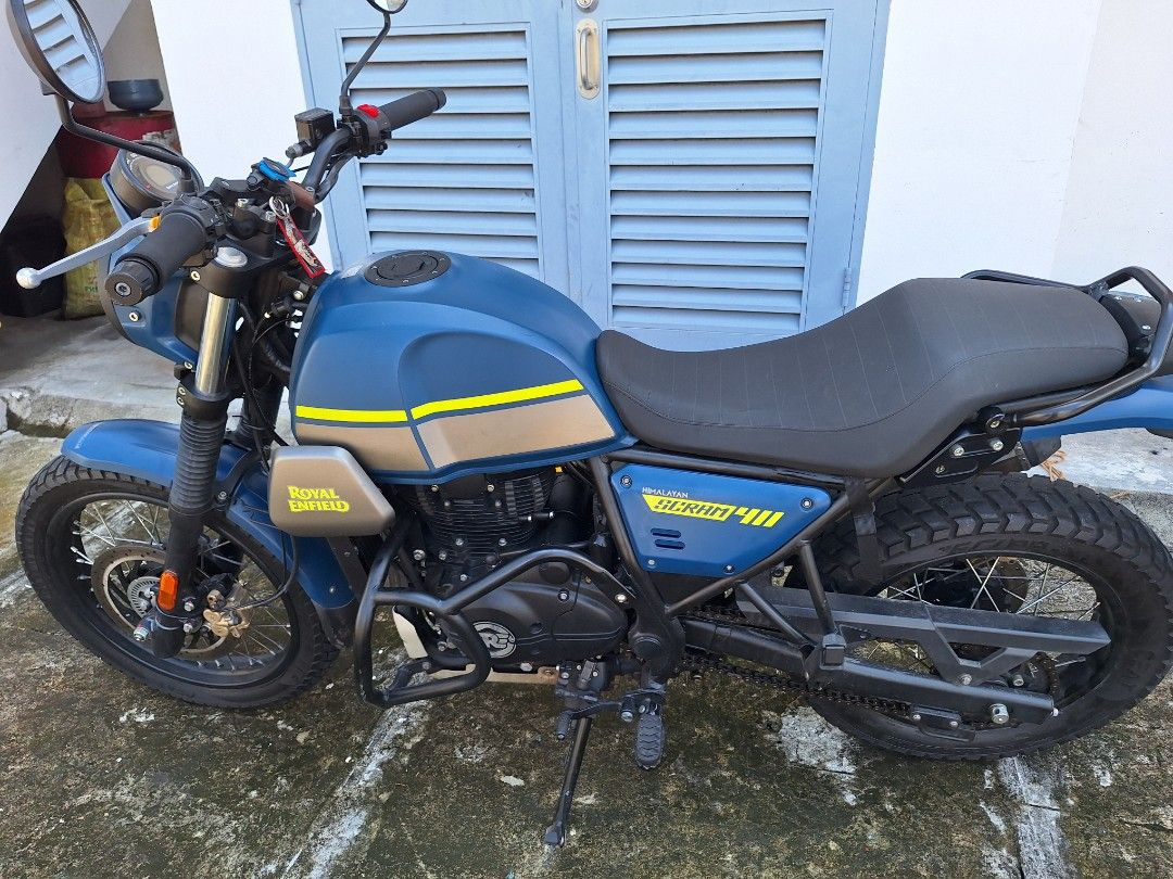 Royal Enfield Scram 411 Motorcycle (Category: Motorbikes for Sale) located in Manila. Submitted by acejoshuas03033 (Listing ID 1467818158, Image 2). Description: For sale: Royal Enfield Scram 411 (Oct 2022) Negotiable. open to swap for classic scooter and add cash RFS: underutilized (commuter bike) and I lost interest in long rides (back problems), LF for a responsible owner and take the bike for adventures. Location: Pasay City - 1st owner - Typ