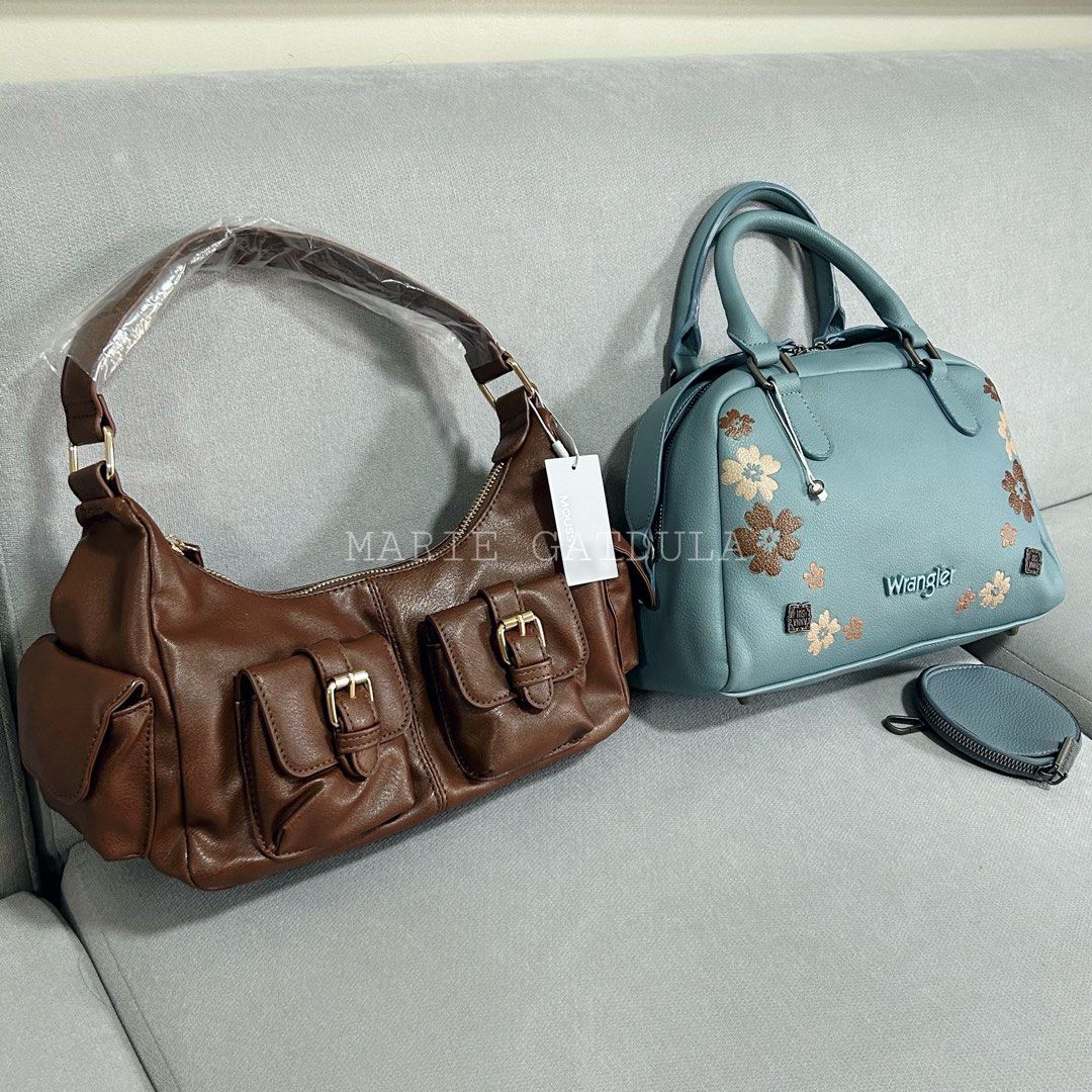 SALE + FREE (Category: Shoulder Bags) located in Alaminos. Submitted by mariegatdula (Listing ID 1467742097, Image 1). Description: SALE + FREE Both BRAND NEW 🏷️ No i s s u e MOUSSY (brown) is from Japan 🇯🇵 WRANGLER (jeans) is from US 🇺🇸 5TH SLIDE — ‼️ FREE ‼️ ₱3200 in PESO Di ko mahanap yung exact design/model ni Wrangler. Ito lang searchable online. LAYAWAY CAN DO IF TIGHT SA BUDGET.
