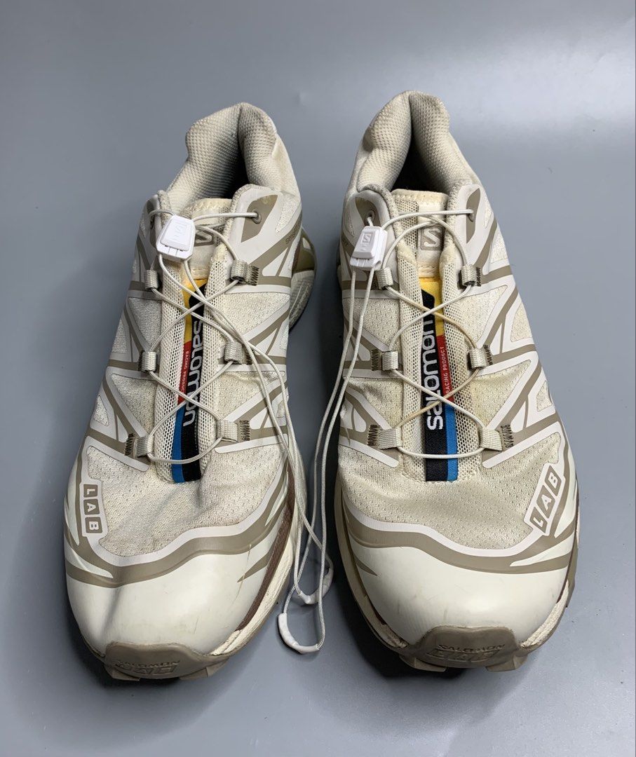 Salomon XT-6 (Category: Sneakers) located in Binan City. Submitted by disqualified_but_undefeated (Listing ID 1467782110, Image 3). Description: Salomon XT6 Trail Shoes Unisex Size- US 11 Mens/ US 12 Womens/ UK 10.5 In good Condition •No Inclusions •Pair Only •minimal Color Transfer •Please Check Detailed Photos Posted For Your Reference 📩📩📩 Dm to Purchase Thankyou! •Salomon XT-6 sneakers in a neutral beige and off-white colorway (such as the 