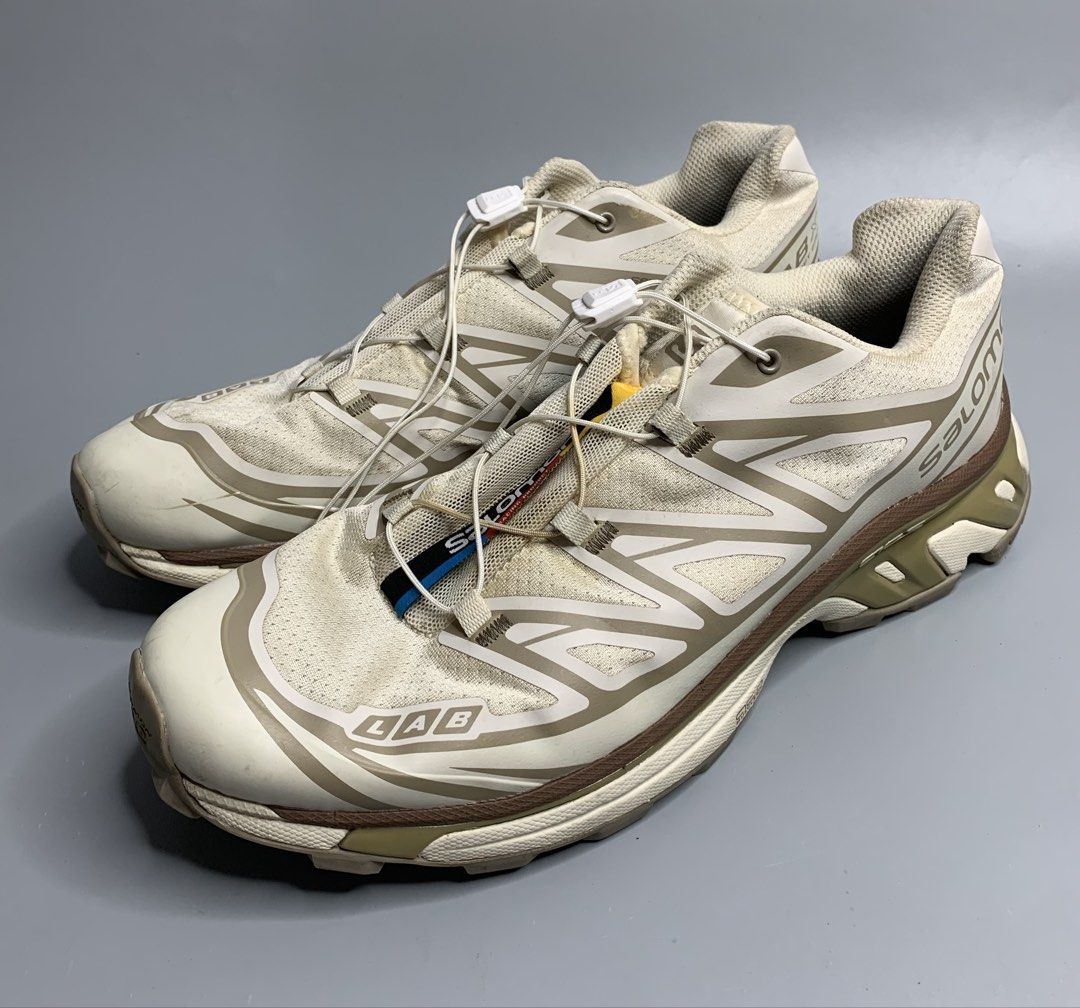 Salomon XT-6 (Category: Sneakers) located in Binan City. Submitted by disqualified_but_undefeated (Listing ID 1467782110, Image 2). Description: Salomon XT6 Trail Shoes Unisex Size- US 11 Mens/ US 12 Womens/ UK 10.5 In good Condition •No Inclusions •Pair Only •minimal Color Transfer •Please Check Detailed Photos Posted For Your Reference 📩📩📩 Dm to Purchase Thankyou! •Salomon XT-6 sneakers in a neutral beige and off-white colorway (such as the 