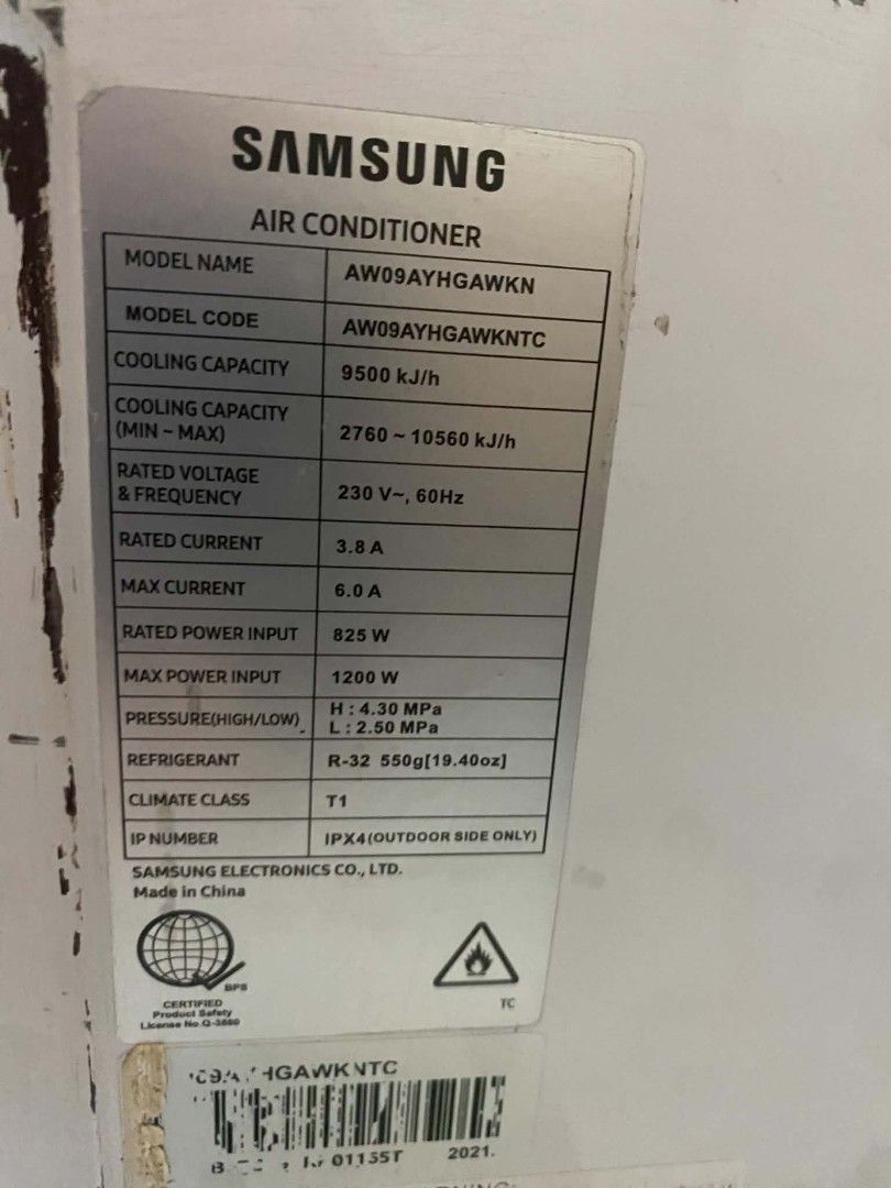 Samsung full inverter 1hp (Category: Air Conditioning and Heating) located in Manila. Submitted by jov2424 (Listing ID 1467760423, Image 3). Description: no issue of repair like as new cod testing nyo bago bayaran kahit pa check nyo sa tecnician.